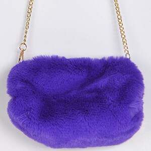 Plush Purple Faux Fur Round Crossbody Bag and Handwarmer Muff